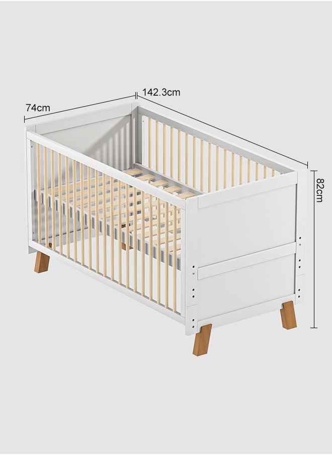 Portable, Durable, Decay Resistant, Foldable Baby Wooden Crib With 3 Adjustable Heights, 143 X 74 X 82 CM, 0 To 4 Years