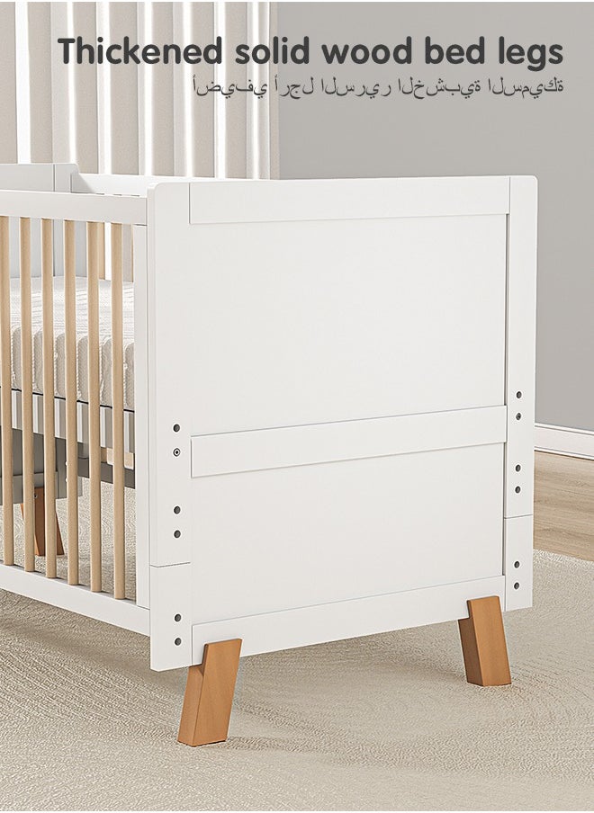Portable, Durable, Decay Resistant, Foldable Baby Wooden Crib With 3 Adjustable Heights, 143 X 74 X 82 CM, 0 To 4 Years