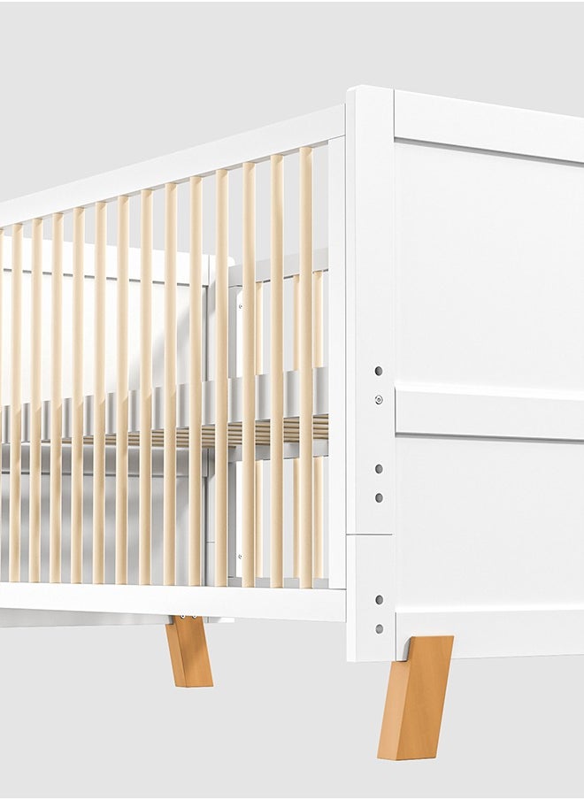 Portable, Durable, Decay Resistant, Foldable Baby Wooden Crib With 3 Adjustable Heights, 143 X 74 X 82 CM, 0 To 4 Years