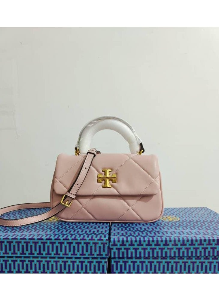 Light Pink Quilted Top Handle Bag