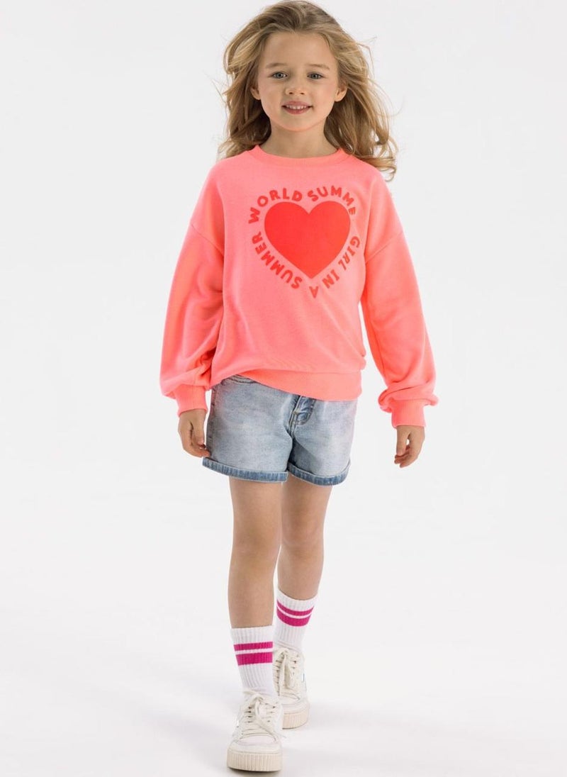 Kids Girls Fleece Crew Neck Sweatshirt