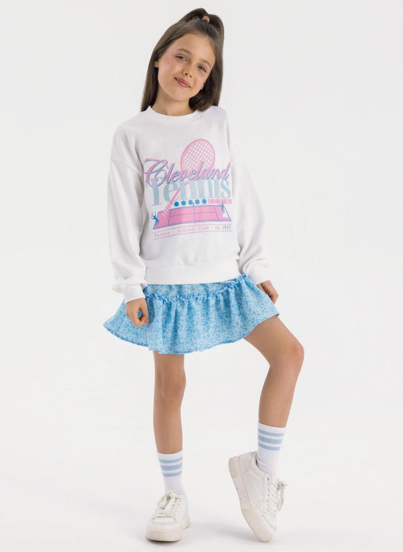 Kids Girls Fleece Crew Neck Sweatshirt