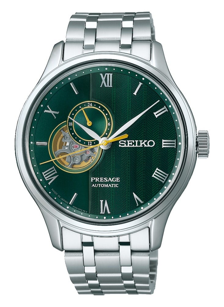 Seiko Presage SSA463J1 New Japanese Zen Garden Green Automatic Men's Watch with Open-Heart Dial