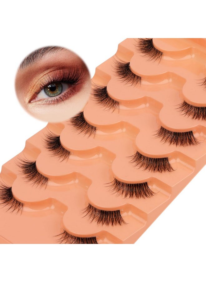 Half Lashes Natural Look Wispy False Eyelashes Mink 3/4 Corner Lashes Clear Band Fake Eyelashes 7 Pairs Multipack by Eefofnn