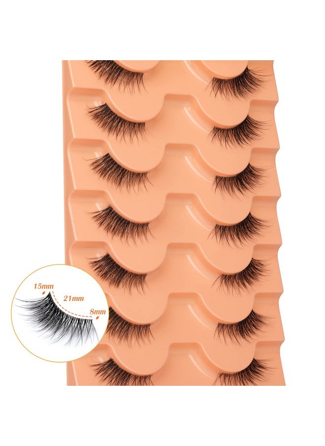 Half Lashes Natural Look Wispy False Eyelashes Mink 3/4 Corner Lashes Clear Band Fake Eyelashes 7 Pairs Multipack by Eefofnn