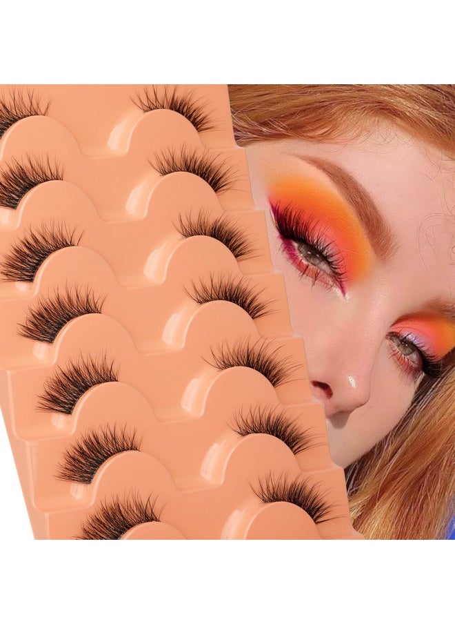 Half Lashes Natural Look Wispy False Eyelashes Mink 3/4 Corner Lashes Clear Band Fake Eyelashes 7 Pairs Multipack by Eefofnn