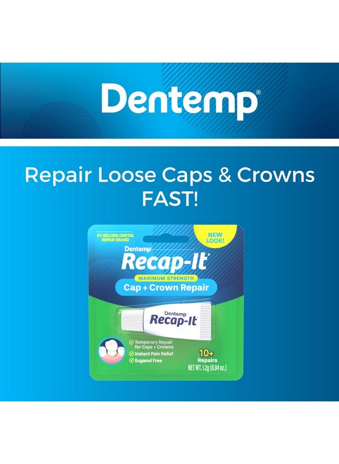 Dentemp Recap-It Cap and Crown Repair Dental Kit - Fast Acting Formula Dental Cement for Loose Caps (Pack of 3) - Temporary Cement for Crown and Bridge
