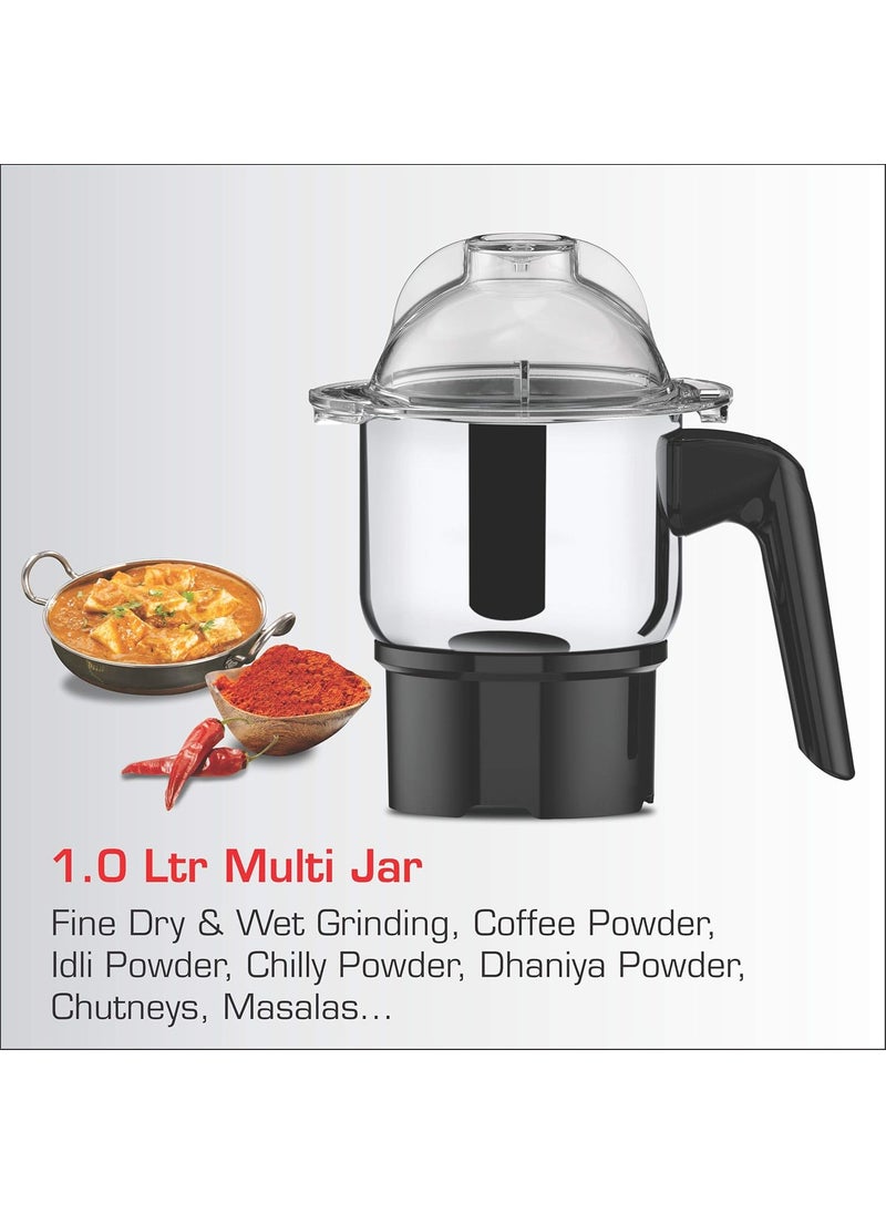 Vidiem Mixer Grinder 566 A ROC (Black) | Mixie grinder 1500 watt+ 2 Leakproof Jars with self-lock for wet & dry spices, chutneys & curries | mixer grinder