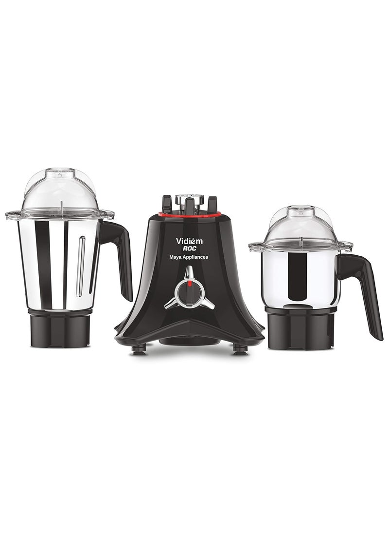 Vidiem Mixer Grinder 566 A ROC (Black) | Mixie grinder 1500 watt+ 2 Leakproof Jars with self-lock for wet & dry spices, chutneys & curries | mixer grinder