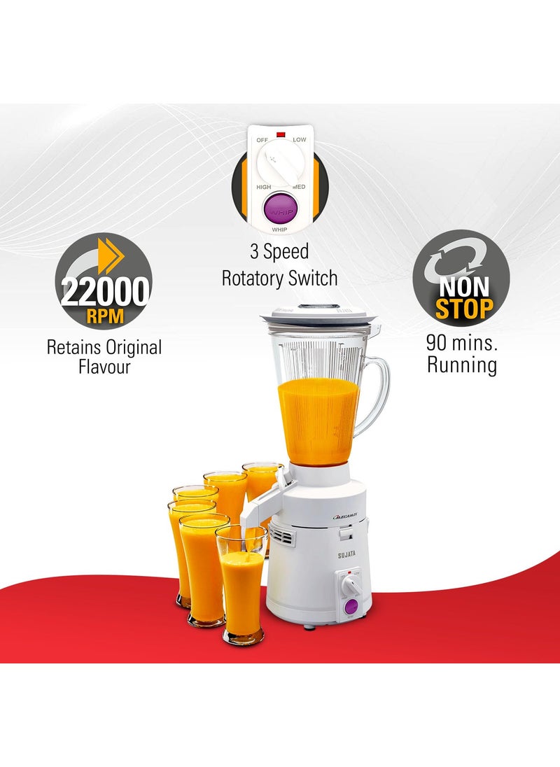 Sujata Megamix 900 Watts Mixer Blender | 22000 Rotations Per Min | 90 Minutes Continuous Running | Versatile Jar 3000 ml
