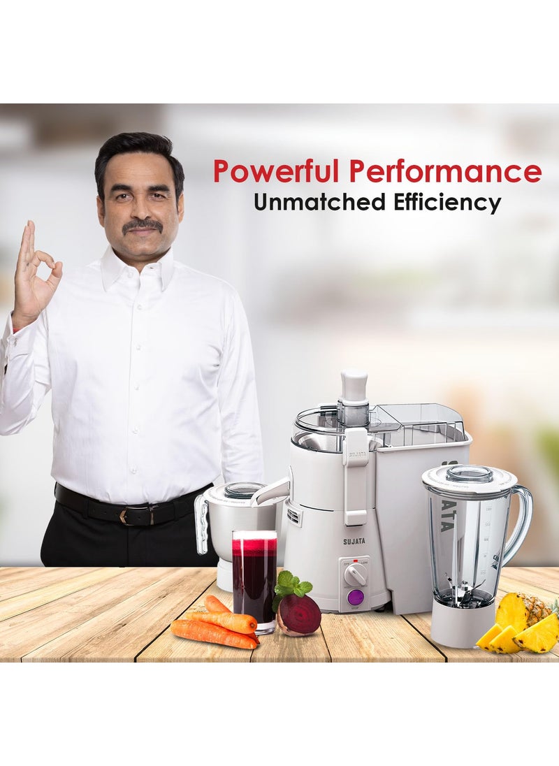 Sujata Powermatic Plus 900 Watts Juicer Mixer Grinder | 22000 Rotations Per Min | 90 Minutes Continuous Running | 2 Versatile Jars 1750 ml and 1000 ml
