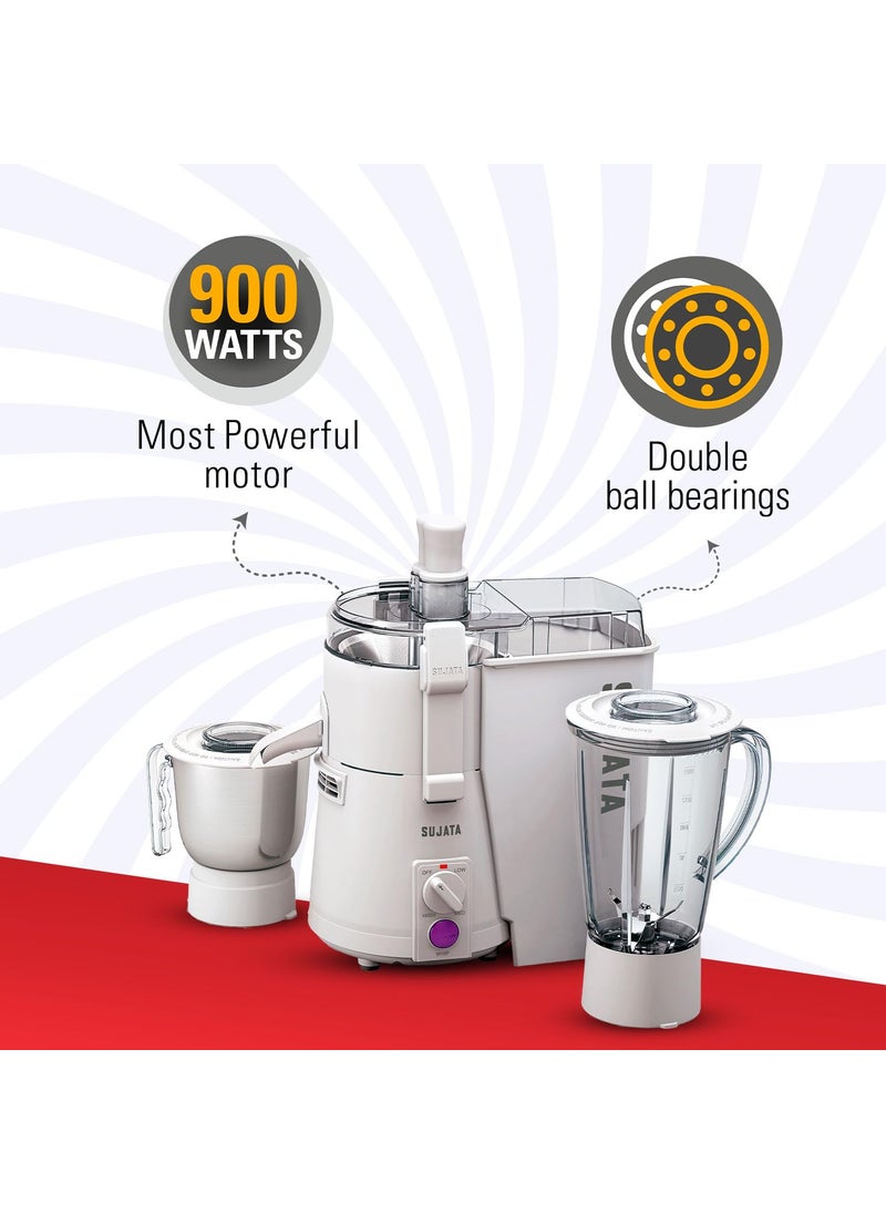 Sujata Powermatic Plus 900 Watts Juicer Mixer Grinder | 22000 Rotations Per Min | 90 Minutes Continuous Running | 2 Versatile Jars 1750 ml and 1000 ml