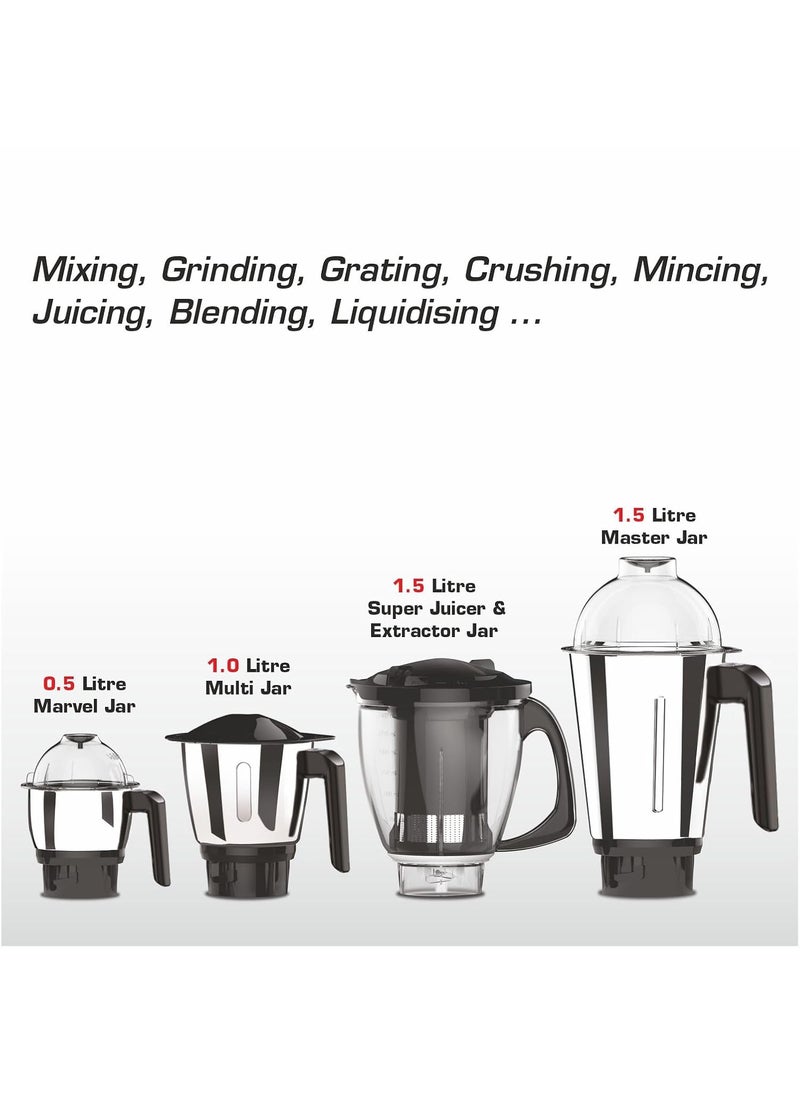 Vidiem Mixer Grinder 618 A VSTAR 1000 watt (Black) with 3 Leakproof Jars & 1 Juicer Mixer Grinder | self-lock for wet & dry spices, chutneys & curries | 2 Years Warranty