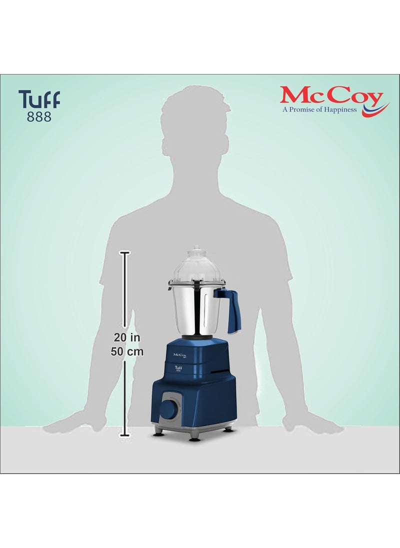 McCoy Tuff 888 750 Watt Mixer Grinder with 3 Jars | Clip Lid Lock | Hands Free | Superfast Smooth Grinding | Less Noise