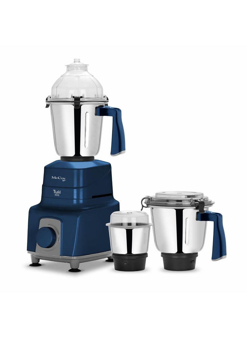 McCoy Tuff 888 750 Watt Mixer Grinder with 3 Jars | Clip Lid Lock | Hands Free | Superfast Smooth Grinding | Less Noise