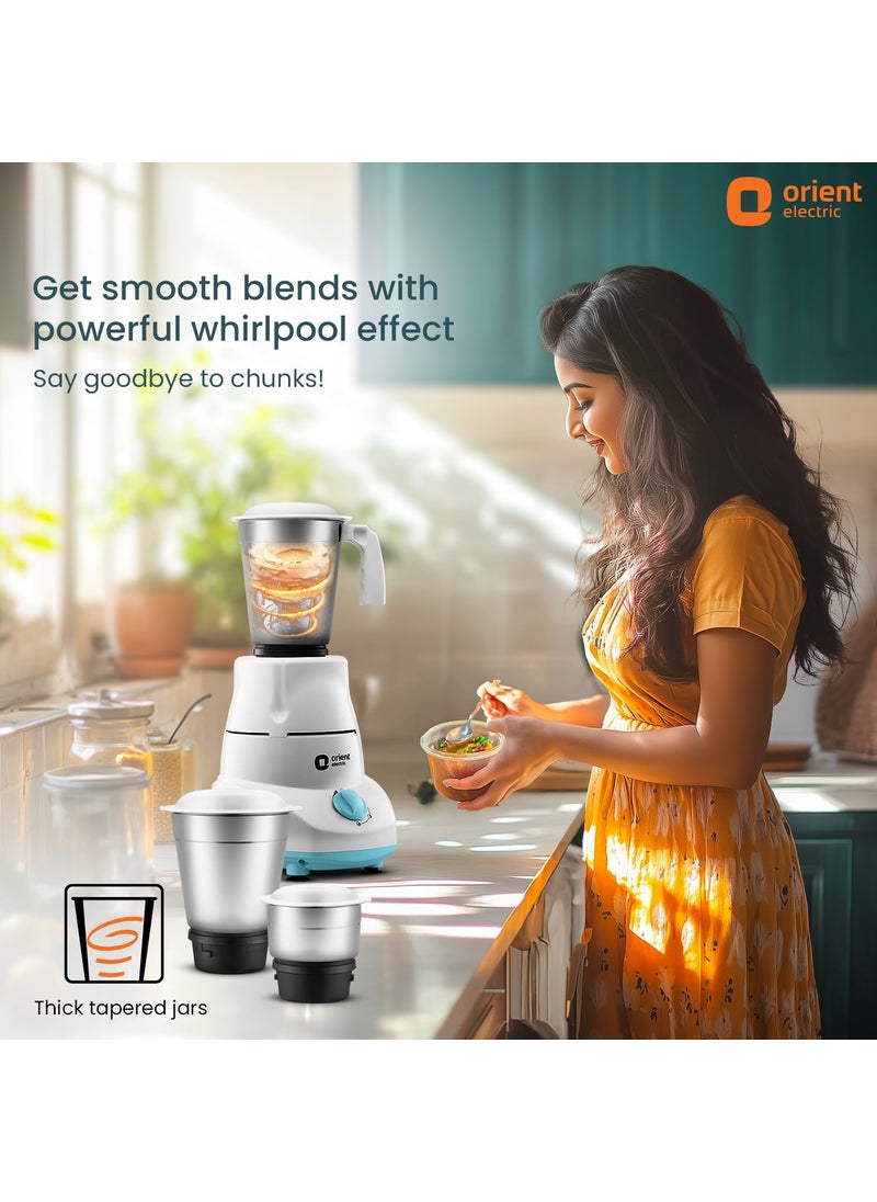 Orient Electric 500W mixer grinder | Kitchen Kraft 500 MGKK50B3 with 3 SS jars | Longer life balanced coil motor | ABS body | Uniform grinding | 5 years motor warranty