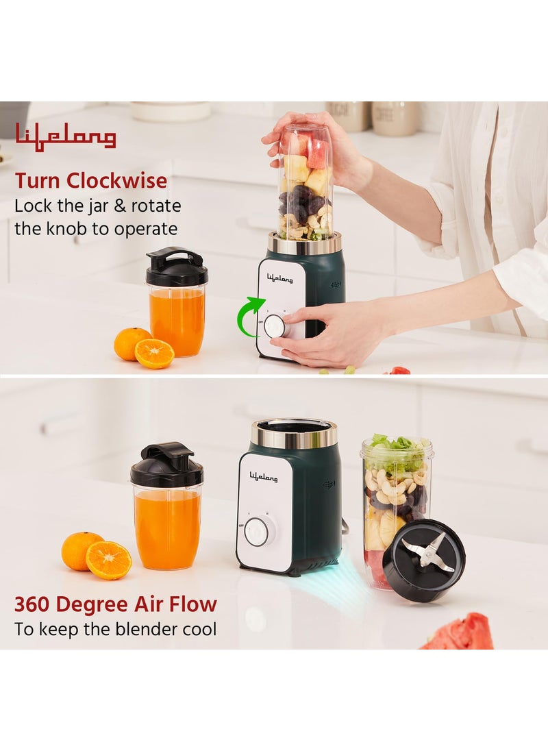 Lifelong Nutri Blender for Smoothies and Juices 500 Watts with 2 Jars - 100% Copper Motor Mixer Grinder, Blender & Smoothie Maker for Kitchen - Blender for Fruits & Vegetables - Stainless Steel Blades