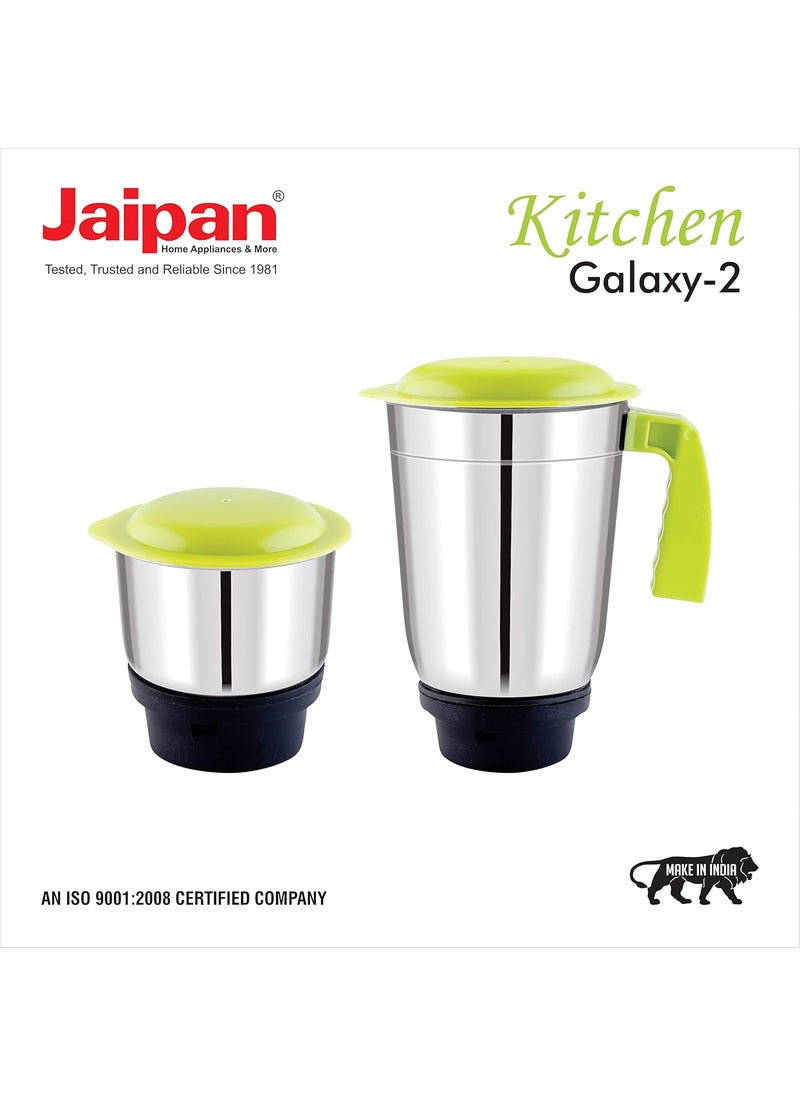 Jaipan Kitchen Galaxy-2 Mixer Grinder 550 Watt with 2 Jar, 3 Speed Pulse function, 50% tougher spring steel,virgin ABS sleek body,2 Years Product Warranty,Bright Green & Black