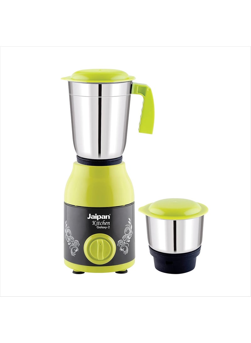 Jaipan Kitchen Galaxy-2 Mixer Grinder 550 Watt with 2 Jar, 3 Speed Pulse function, 50% tougher spring steel,virgin ABS sleek body,2 Years Product Warranty,Bright Green & Black