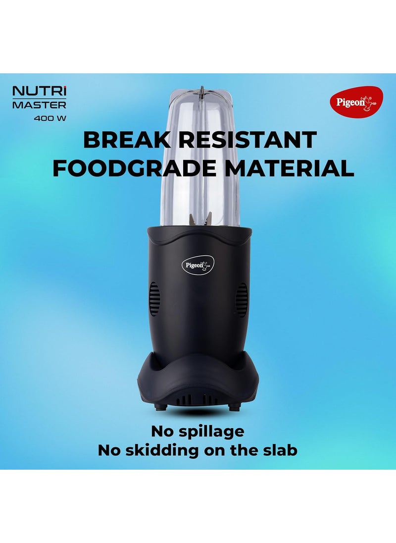 Pigeon By Stovekraft Nutri Master | Mixer Grinder Juicer Blender Smoothie Maker All-in-1 Machine | 400 Watt | 3 Jars |1Year Warranty,Blue, ABS, Blue