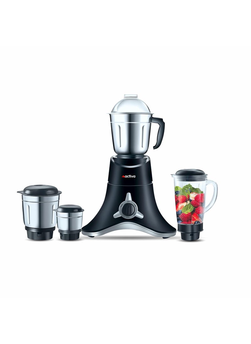 ACTIVA ABS Super Chef 900 Watts Powerful Motor Mixer Grinder With 4 Jars | 2 Years Motor, Black