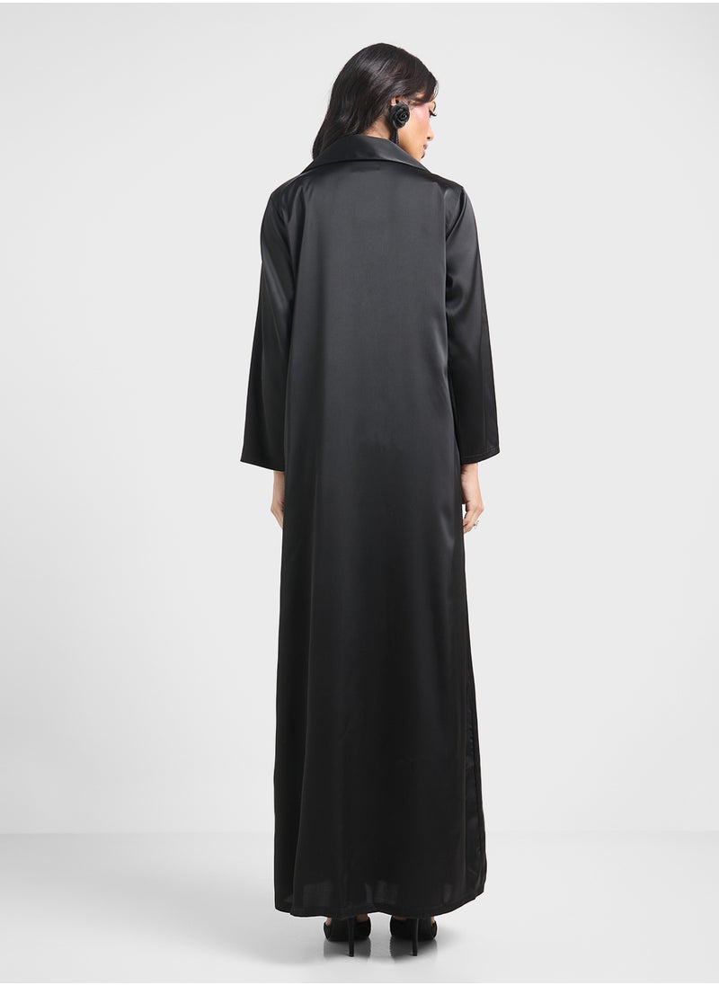 Collared Abaya With Front Closure