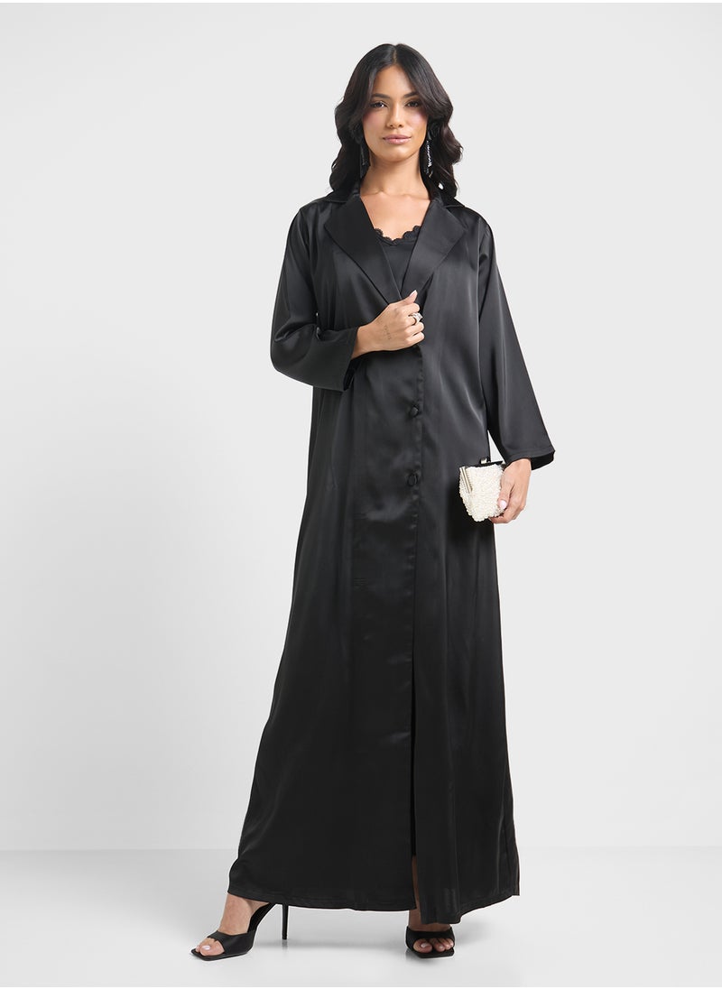 Collared Abaya With Front Closure