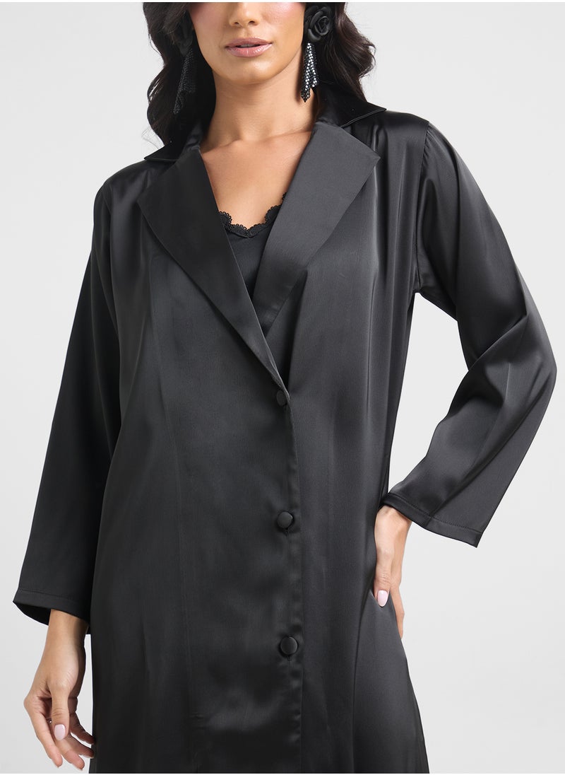 Collared Abaya With Front Closure