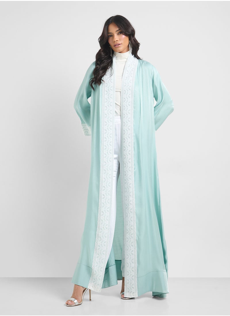Abaya With Printed Hem
