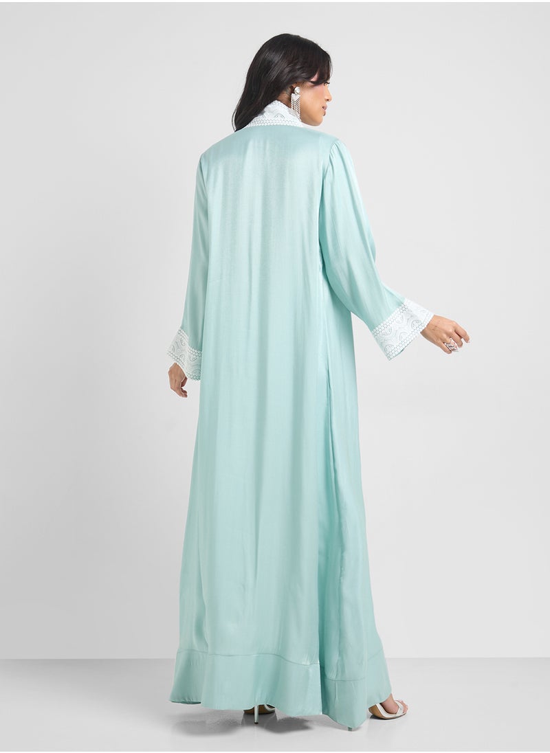 Abaya With Printed Hem