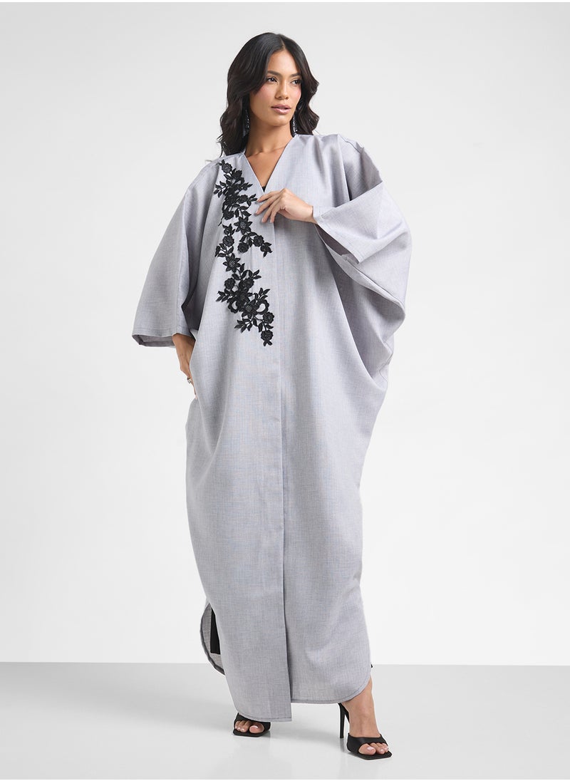 Abaya With Floral Motif