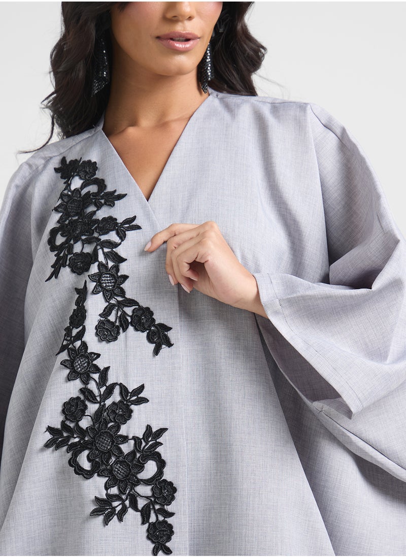 Abaya With Floral Motif