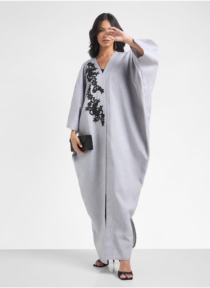 Abaya With Floral Motif