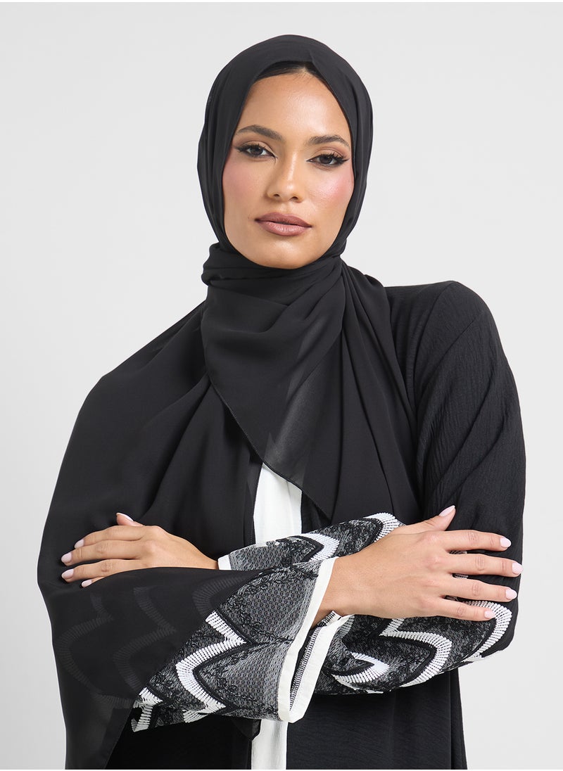 Sleeve Patterned Abaya & Sheila
