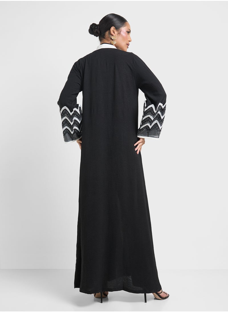 Sleeve Patterned Abaya & Sheila