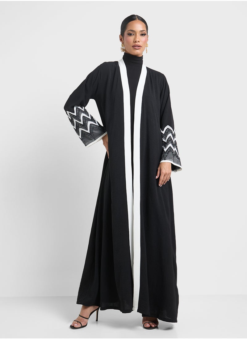 Sleeve Patterned Abaya & Sheila