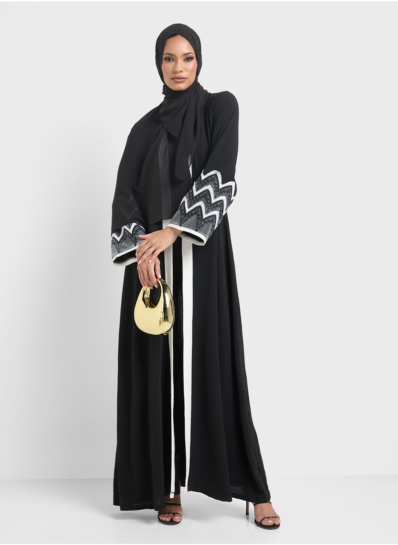Sleeve Patterned Abaya & Sheila