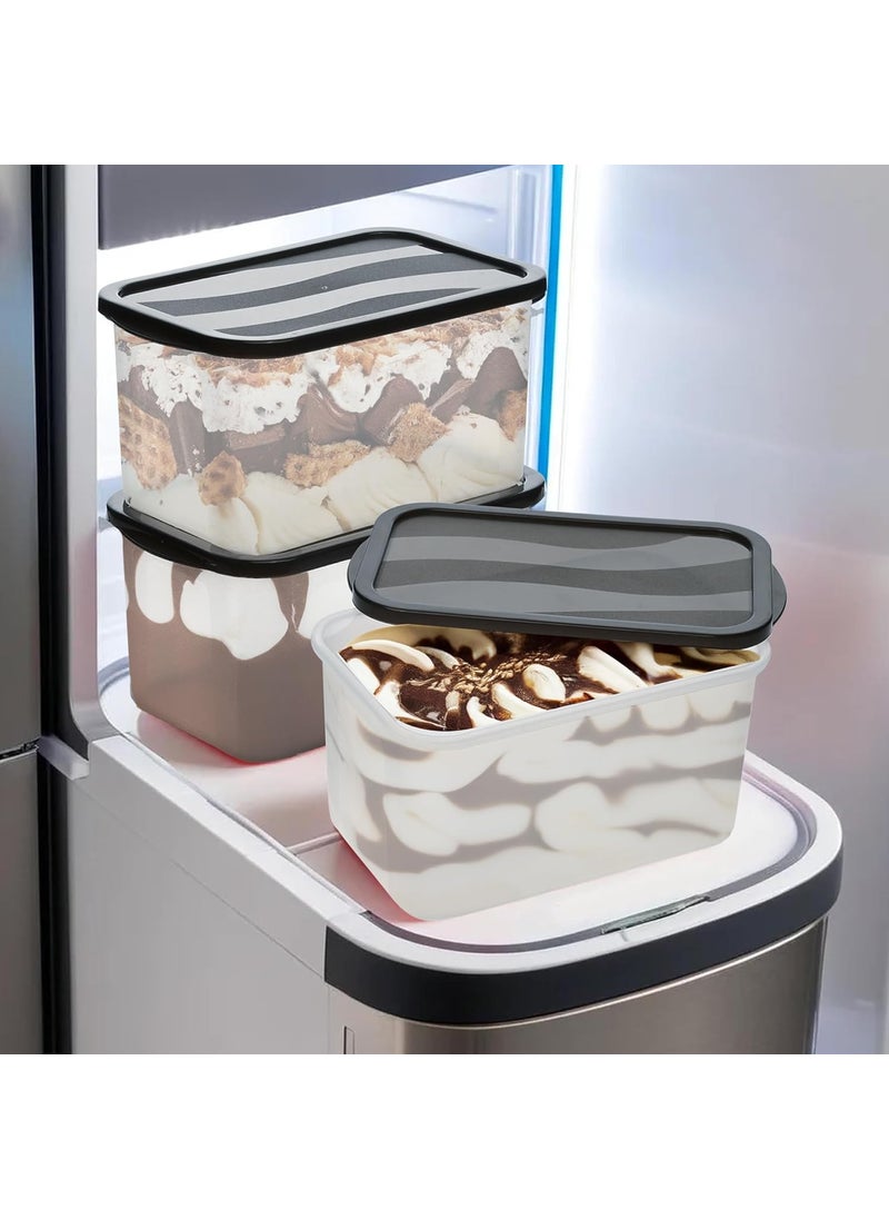 Kuber Industries 6 Pcs Refrigerator Storage Containers - Fresh Groceries, Fish & Ice Cream Box for Freezer & Plastic Kitchen Organizer | Black