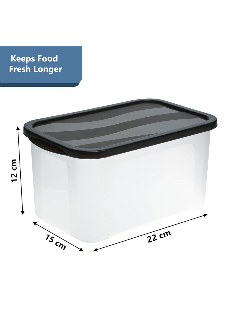 Kuber Industries 6 Pcs Refrigerator Storage Containers - Fresh Groceries, Fish & Ice Cream Box for Freezer & Plastic Kitchen Organizer | Black