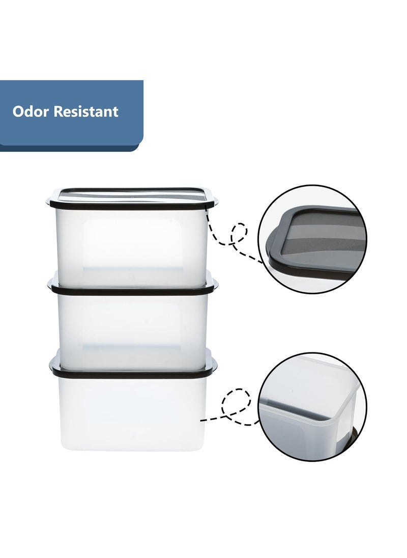 Kuber Industries 6 Pcs Refrigerator Storage Containers - Fresh Groceries, Fish & Ice Cream Box for Freezer & Plastic Kitchen Organizer | Black