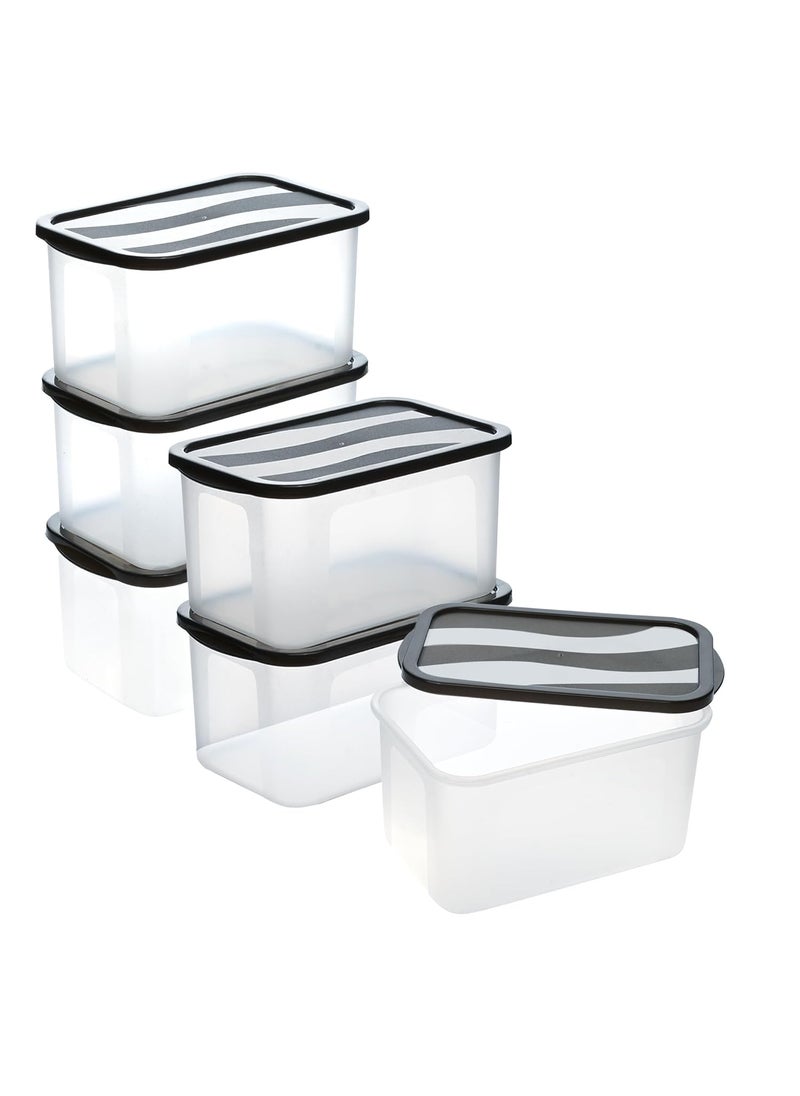 Kuber Industries 6 Pcs Refrigerator Storage Containers - Fresh Groceries, Fish & Ice Cream Box for Freezer & Plastic Kitchen Organizer | Black