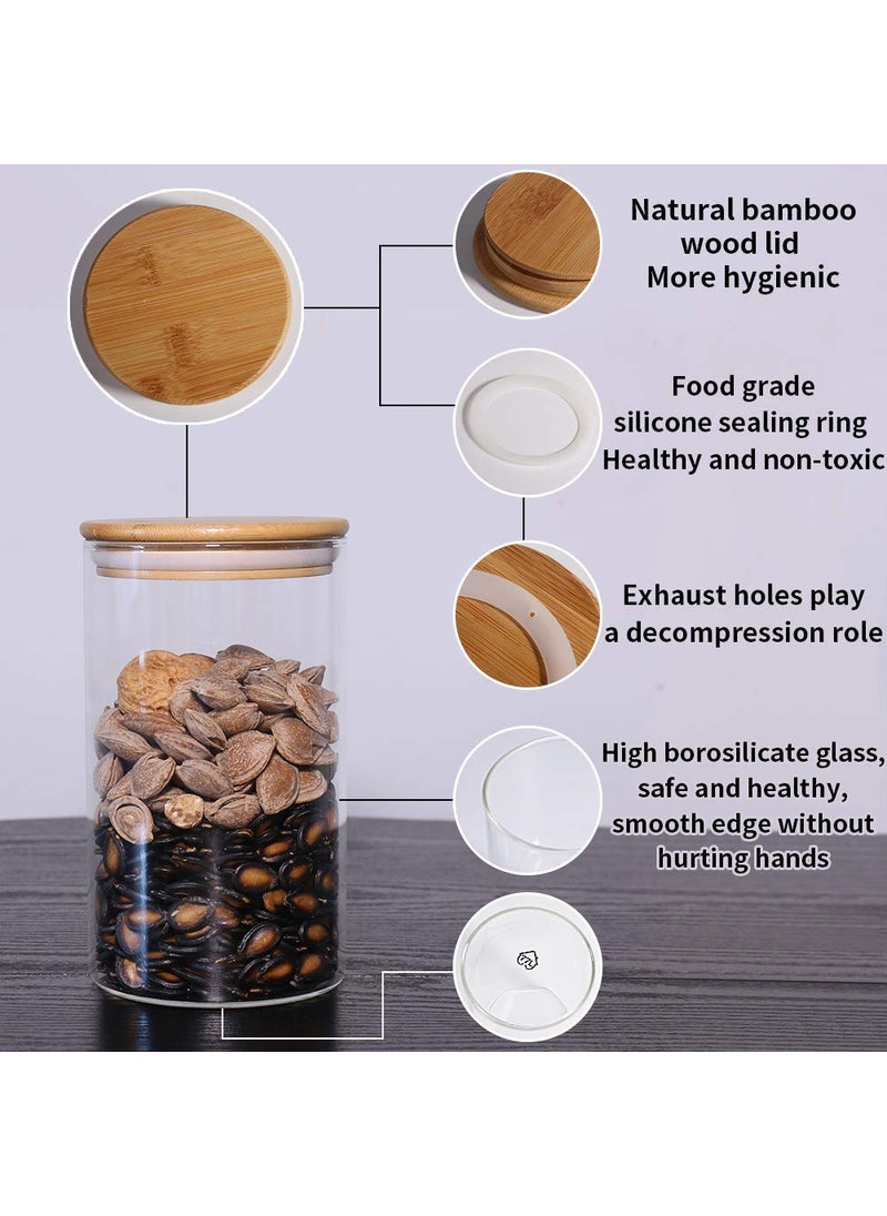 Pure Source India Borosilicate Glass Jar Container, BPA Free, Food Safe, with Airtight Bamboo Lid, 4 Pieces Jar and 1 Wooden Spoon (Clear, Capacity - 1 Ltr Each)