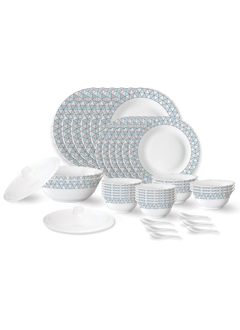Larah by Borosil Weave Fluted Series Opalware Dinner Set | 40 Pieces for Family of 6 | Microwave & Dishwasher Safe | Bone-Ash Free | Crockery Set for Dining & Gifting | Plates & Bowls | White