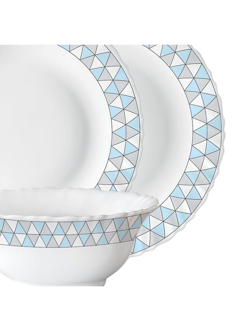 Larah by Borosil Weave Fluted Series Opalware Dinner Set | 40 Pieces for Family of 6 | Microwave & Dishwasher Safe | Bone-Ash Free | Crockery Set for Dining & Gifting | Plates & Bowls | White
