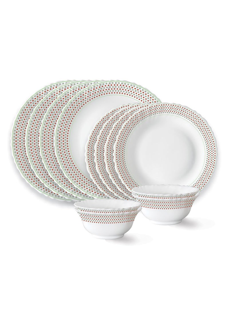 Larah by Borosil Waltz Fluted Series Opalware Dinner Set | 12 Pieces for Family of 4 | Microwave & Dishwasher Safe | Bone-Ash Free | Crockery Set for Dining & Gifting | Plates & Bowls | White