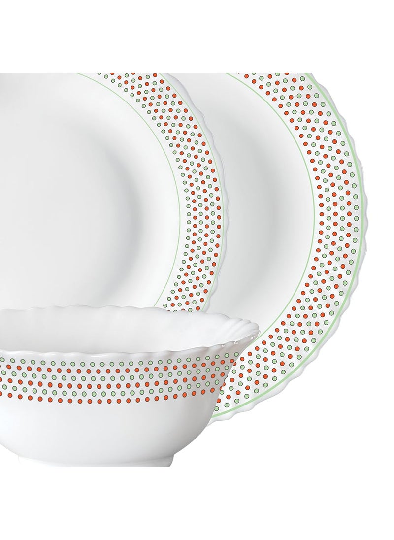 Larah by Borosil Waltz Fluted Series Opalware Dinner Set | 12 Pieces for Family of 4 | Microwave & Dishwasher Safe | Bone-Ash Free | Crockery Set for Dining & Gifting | Plates & Bowls | White