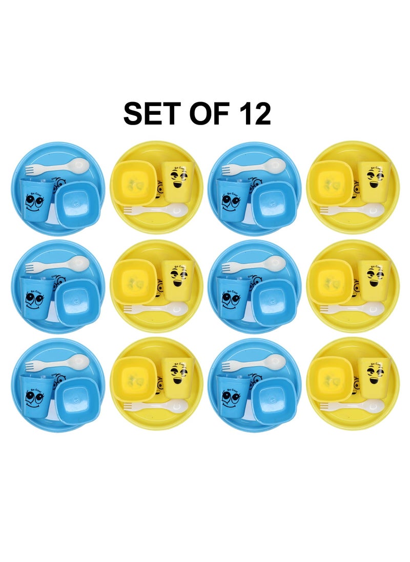 BAAL Cartoon Printed Kanjak Plates with Glass and Spoon Set for Kids Navratri Pooja Return Gift Items(Set of 12)
