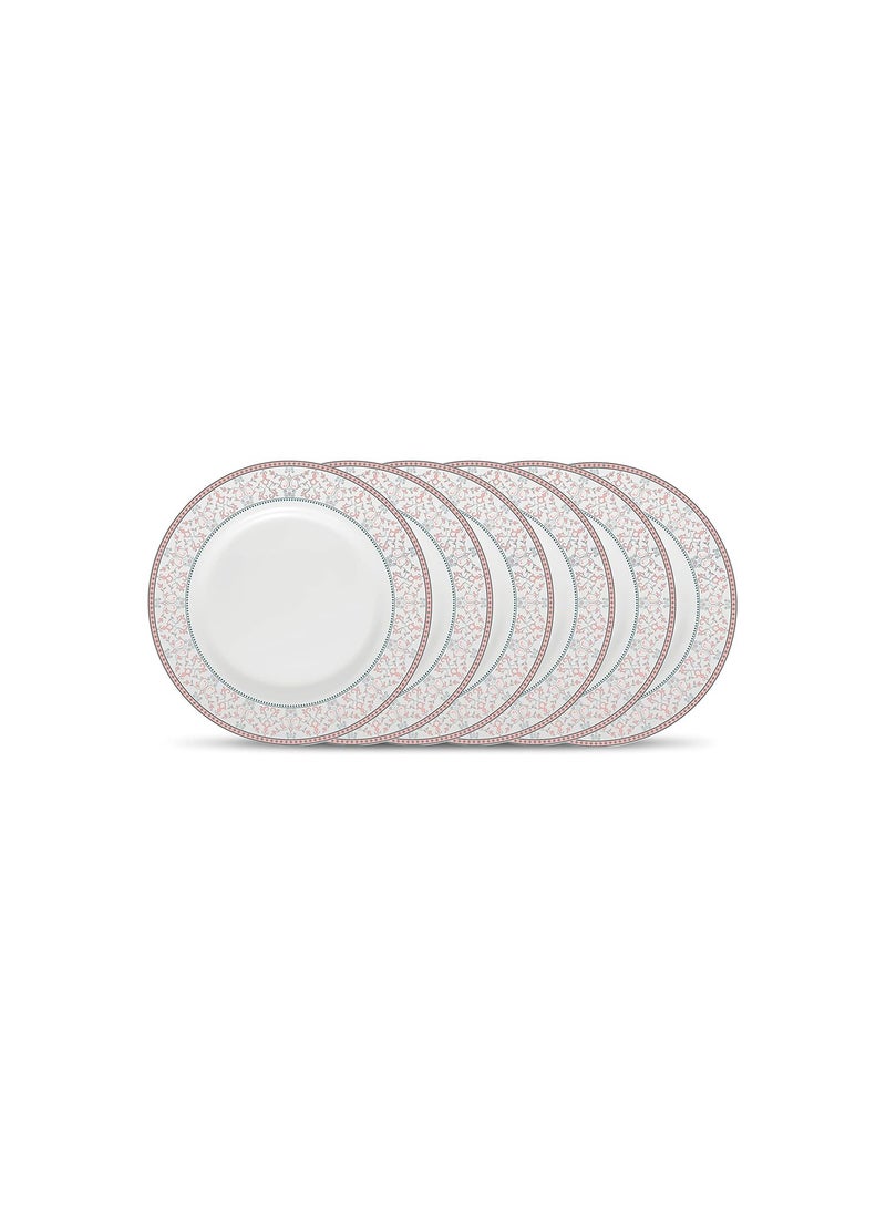 La Opala Diva Sovrana Collection Opal Glass Crockery | Quarter Plate Set of 6 Moroccan Pink | Side Plate for Snacking & Gifting | Microwave Safe | 100% Vegetarian | Extra Strong | Super Light & White