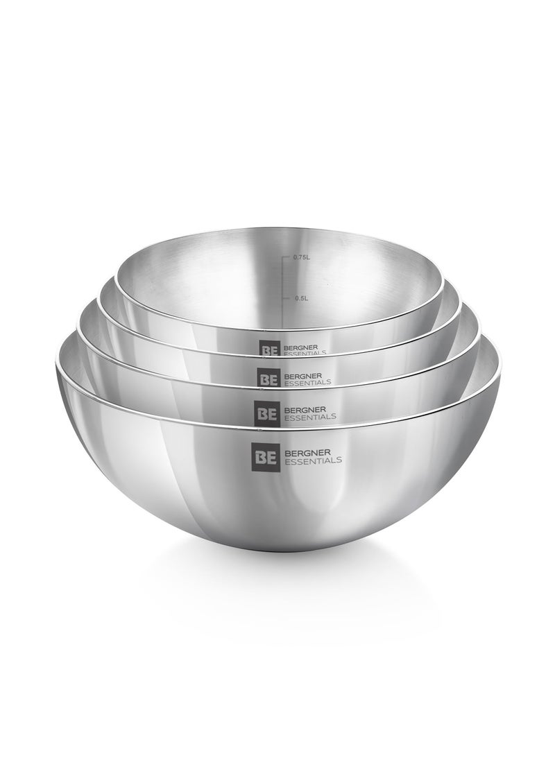 Bergner BE Bergner Essentials 4 Pcs Set of Extra Deep Tasra, Triply Stainless Steel Taslas - 18cm (1L), 20cm (1.5L), 22cm (2L) and 24cm (2.5L), Consumes Less Oil, Flared Rims, Induction Bottom