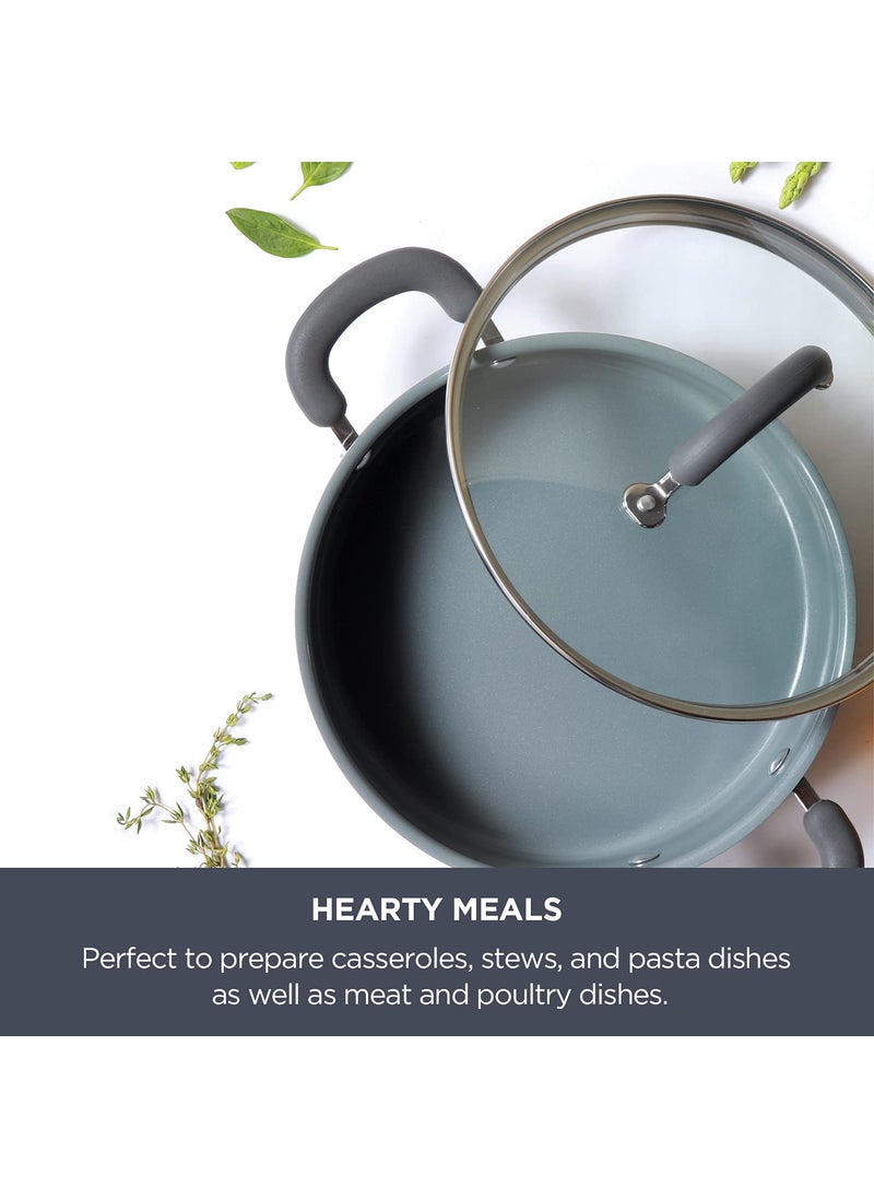 Meyer Anzen Healthy Ceramic Coated Cookware 5-Piece Set - 20cm Frypan + 20cm Kadai with Interchangeable Lid+ 24cm Sauteuse with Lid +